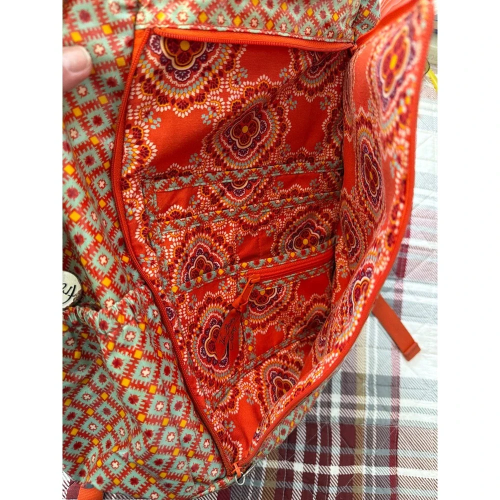 Vera Bradley Frill Lylas Backpack Paprika Retired Orange, Floral, Aztec. School